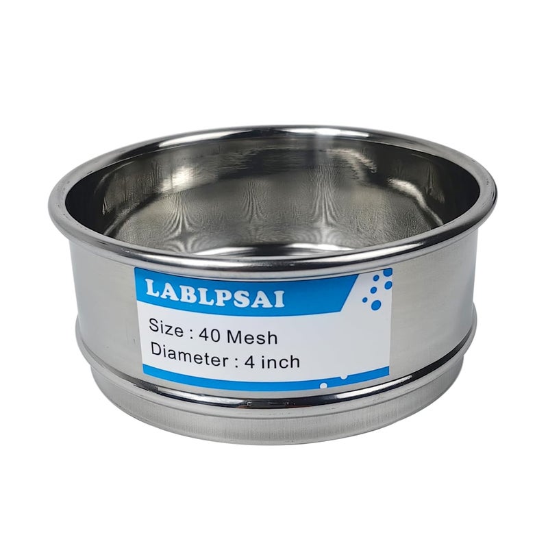 LABLPSAI غربال مختبر 40 شبكة بقطر 4 بوصة من قماش سلك الفولاذ المقاوم للصدأ 304 لاختبار المختبر الصناعي والمنزلي - Image 1